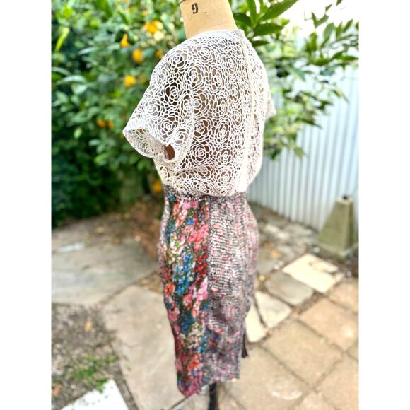 Anthropologie Beguile Byron Lars Lace Study SS Multicolor Print Midi Dress SZ 6 - Picture 16 of 16